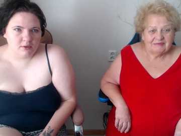 Video of two women sitting side by side in a room. One with dark hair and black tank top, another with curly blonde hair and red dress.