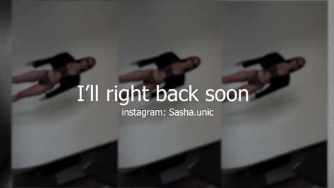 A blurred, three-panel Instagram post featuring a woman in black lingerie, lying on a bed, with text \"I'll right back soon\" overlaid.