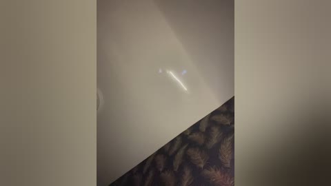 Video of a dimly lit room with a faint, glowing object in the center, and a patterned fabric on the floor. The lighting is soft, creating a muted ambiance.