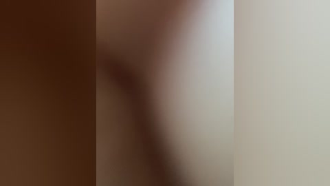 A video of a blurred, nude male figure standing in a dimly lit room with beige walls. The image is soft-focused, making it difficult to discern specific details or distinguishing features.