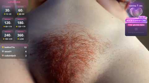 Video of a close-up of a man's hairy chest with a red rash, surrounded by a digital screen displaying user names, temperature readings, and \"Wild City Live\" logo.
