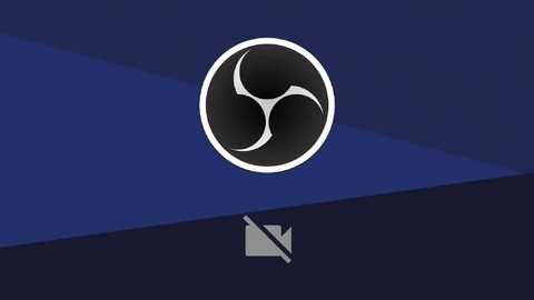 A minimalist digital graphic featuring a black and white logo of three interlocking rings on a dark blue background, with a \"no camera\" symbol below, indicating a privacy policy.