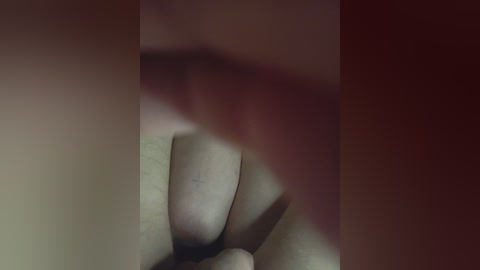 Media: A close-up, blurry video of a person's hand holding a lighter. The hand is light-skinned with visible veins, and the lighting casts a soft, reddish glow. The background is out of focus.