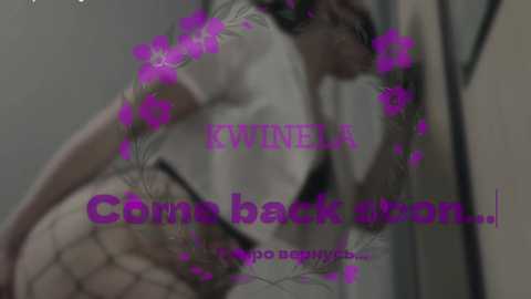 A blurred video featuring a person in a white shirt with purple text overlay, \"Come back again! I'll buy you a beer...\
