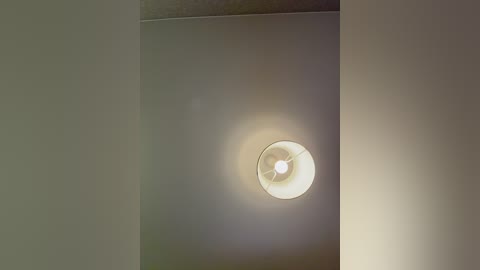A video showing a single, round, white light bulb mounted on a ceiling, emitting a soft, warm glow. The background is a plain, beige wall, creating a minimalist and serene ambiance.