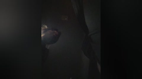 Media: A dimly lit video showing a woman's face with long, dark hair partially covering her eyes, looking upward, likely in a car. The background is dark and indistinct.
