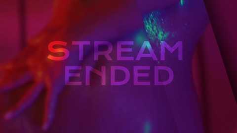 A digital image with a neon gradient background featuring the text \"STREAM ENDED\" in bold, multicolored letters. The background is a mix of red, pink, and purple hues, creating a vibrant, energetic atmosphere.