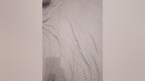 A video of a white sheet with a small, faint pattern of light gray polka dots. The sheet appears slightly wrinkled, with a subtle texture visible.