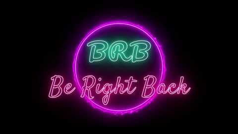 A digital graphic features a neon pink circle with green \"BB\" letters inside, set against a black background. Below, cursive text reads \"Be Right Back.\" The design has a modern, playful style.