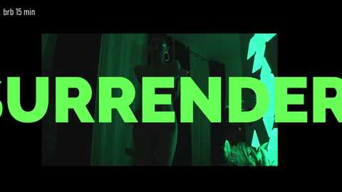 A film poster for \"The Purge,\" featuring a green neon text overlay on a black background. The image shows a masked person in a dimly lit room, hinting at suspense and danger.