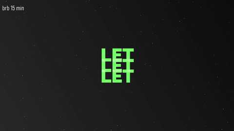 A digital image featuring a black background with a pixelated green \"LET\" text. The text appears slightly blurred, with a white \"bit 15 min\" text in the top left corner.