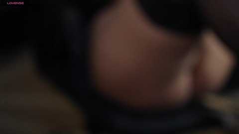 A blurred, dark image featuring a person lying on a bed, with indistinguishable features and unclear clothing. The background is dimly lit, creating a shadowy, intimate atmosphere.