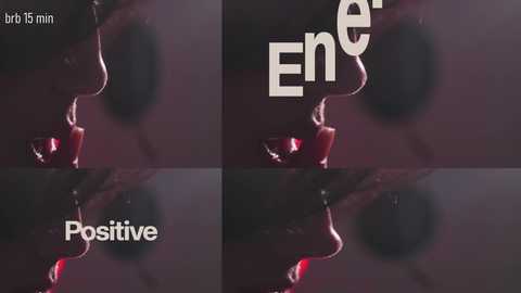 Video of a candle burning with a red flame, reflecting on a shiny surface. Text overlay: \"breathe 15 min\" and \"positive\" in white. Background is dark, enhancing the candle's glow.